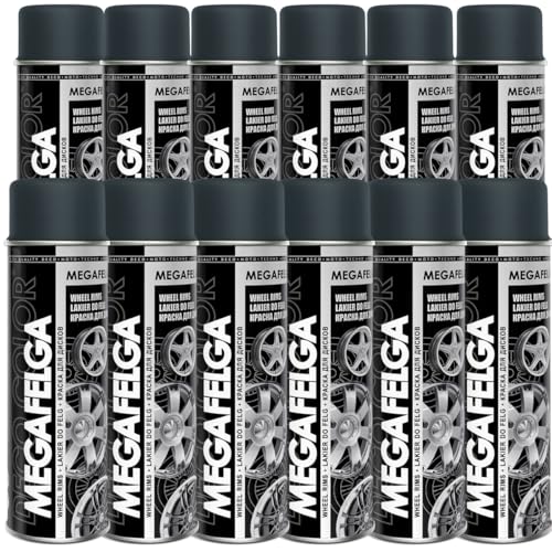 Deco Color 12er Sparpack MEGAFELGA 500ml - Felgenlack - Lackspray für Alufelgen und Stahlfelgen (12 Dosen 500ml Felgenlack Grau) von Deco Color
