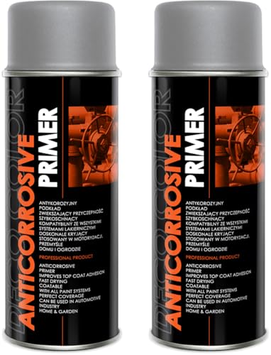 Deco Color 2er Sparpack Lackspray nach RAL 400ml - Sprühlack für z.B. KFZ, Holz, Beton, Holz uvm. (2 Dosen 400ml Grundierung Grau) von Deco Color