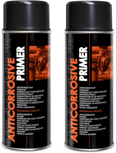 Deco Color 2er Sparpack Lackspray nach RAL 400ml - Sprühlack für z.B. KFZ, Holz, Beton, Holz uvm. (2 Dosen 400ml Grundierung Schwarz) von Deco Color