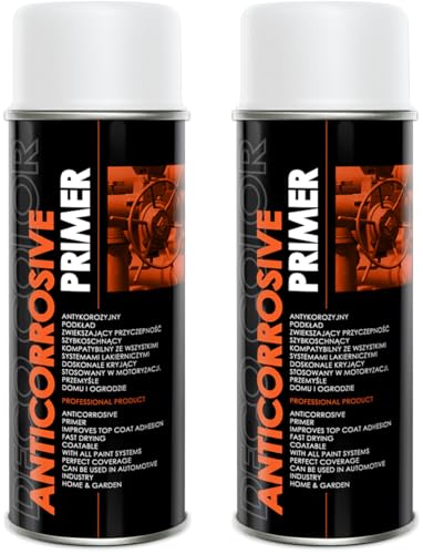 Deco Color 2er Sparpack Lackspray nach RAL 400ml - Sprühlack für z.B. KFZ, Holz, Beton, Holz uvm. (2 Dosen 400ml Grundierung Weiss) von Deco Color