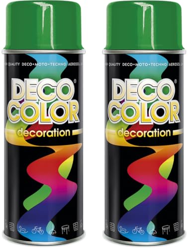 Deco Color 2er Sparpack Lackspray nach RAL 400ml - Sprühlack für z.B. KFZ, Holz, Beton, Holz uvm. (2 Dosen in minzgrün glanz RAL 6029) von Deco Color