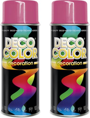 Deco Color 2er Sparpack Lackspray nach RAL 400ml - Sprühlack für z.B. KFZ, Holz, Beton, Holz uvm. (2 Dosen in pink glanz RAL 4003) von Deco Color