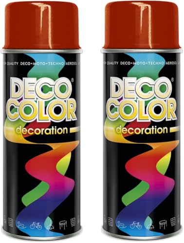 Deco Color 2er Sparpack Lackspray nach RAL 400ml - Sprühlack für z.B. KFZ, Holz, Beton, Holz uvm. (2 Dosen in verkehrsrot glanz RAL 3020) von Deco Color