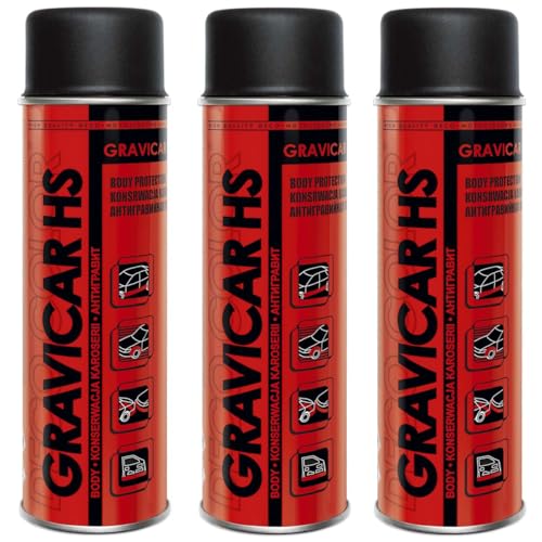 Deco Color 3er Sparpack Gravicar 500ml überlackierbares Unterbodenschutz-Spray auf Kautschuk-Basis von Deco Color