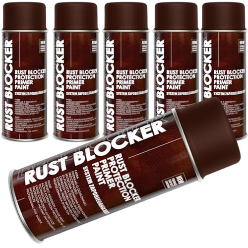 Deco Color 6er Sparpack 400 ml Rust Blocker 4in1 Metallschutzlack Rost Stop Lack BRAUN matt RAL 8017, 4in1 -Haftvermittler - Aktiver Rostschutz - schnelltrocknender Lack - effektiver Schutz von Deco Color