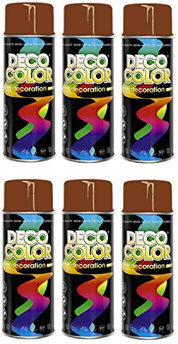 Deco Color 6er Sparpack DC Lackspray glänzend 400ml nach RAL freie Farbauswahl (6 Dosen in lehmbraun glanz RAL 8003) von Deco Color