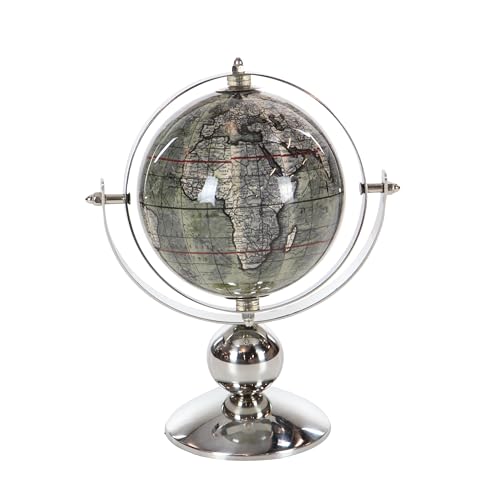 Deco 79 43487 Stainless Steel and PVC Decorative Globe, 10" x 8", Brown/White/Silver von Deco 79