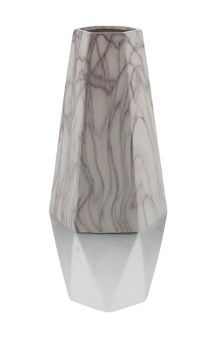 Deco 79 60745 Geometrical Shaped Ceramic Vase, 18" x 7", White/Silver/Gray von Deco 79