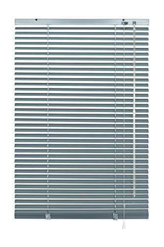 Gardinia Alu-Jalousie ohne Bohren, Zum Klemmen, Inkl. Klemmträgern, Sichtschutz, Lichtschutz, Blendschutz, Aluminium-Jalousie, Silber-Blau, 100 x 220 cm von Gardinia