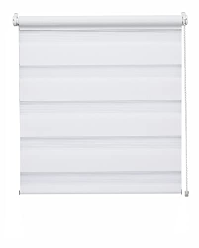 Gardinia Duo Klemmrollo, Doppelrollo, Rollo für Fenster ohne Bohren, Alle Montage-Teile inklusive, Polyester, Weiß, 50 x 150 cm von Gardinia