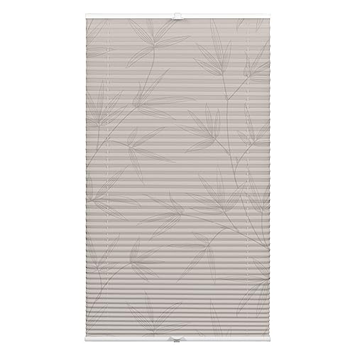 Deco Company Plissee zum Klemmen, Blickdichtes Faltrollo, Alle Montage-Teile inklusive, Plissee verspannt mit Zwei Bedienschienen, Japandi Bamboo, Grau, 40 x 130 cm von Deco Company