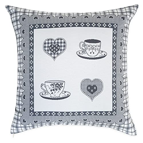 Deco Mex ECG32619 DekokissenCORI, Polyester, Acryl, Baumwolle, Grau, Dunkelblau, 45x45 cm von Deco Mex