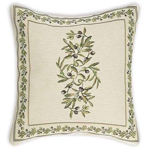 Deco Mex Tapisserie, gewebtes Muster, Creme, grün, 45 x 45 cm von Deco Mex