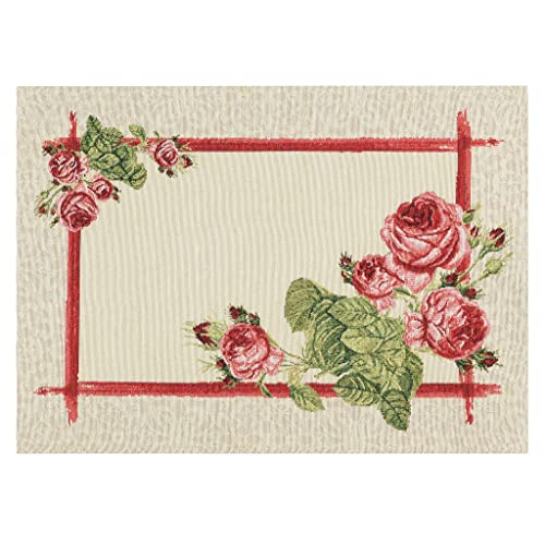 Deco Mex Tapisserie, gewebtes Muster, Creme, grün, rot, 35 x 45 cm von Deco Mex