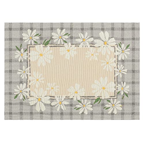 Deco Mex Tapisserie, gewebtes Muster, Creme, weiß, grau, 35 x 45 cm von Deco Mex