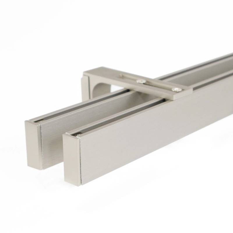 Deco-Raum Gardinenschiene nach Maß 2-Lauf Loft Edelstahl-Optik 120cm von Deco-Raum