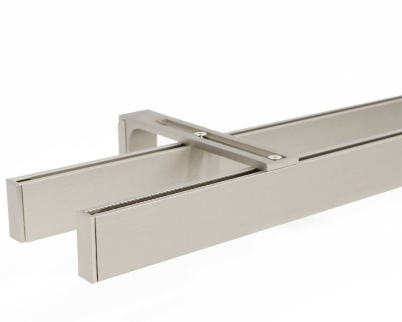 Deco-Raum Gardinenstange Innenlauf eckig, 2-läufig, Wunschmaßlänge, kürzbar, Wandträger, Geschraubt, Metall von Deco-Raum