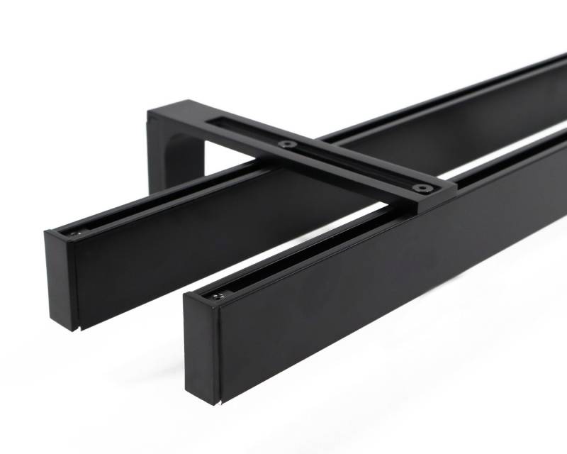 Deco-Raum Gardinenstange Innenlauf eckig, 2-läufig, Wunschmaßlänge, kürzbar, Wandträger, Geschraubt, Metall von Deco-Raum