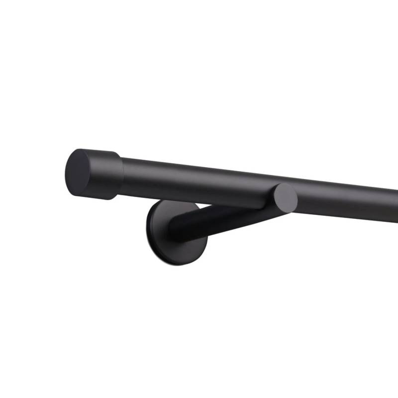 Deco-Raum Gardinenstange nach Maß 1-Lauf Kappe Ø 25 Schwarz 600cm von Deco-Raum