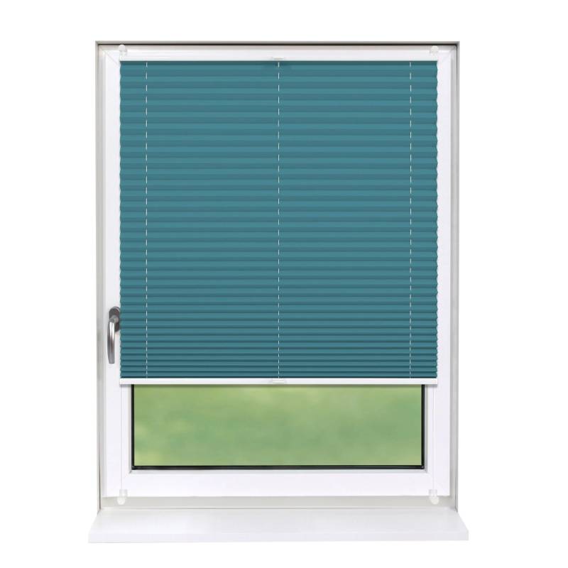 Deco-Raum Plissee Basic ohne Bohren 100x210cm Petrol Blickdicht Klemmfix von Deco-Raum