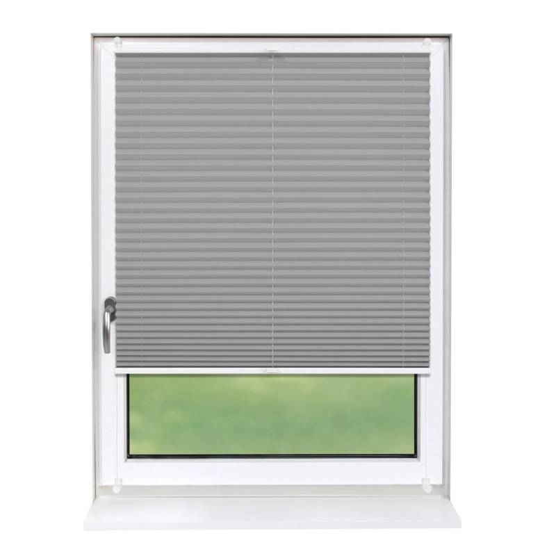 Deco-Raum Plissee Basic ohne Bohren 85x210cm Grau Blickdicht Klemmfix von Deco-Raum