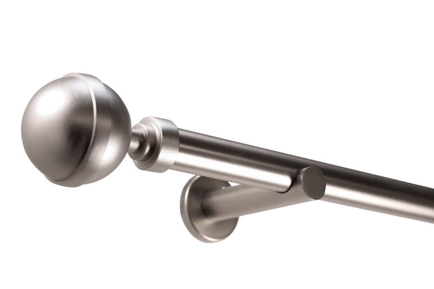 Deco-Raum Gardinenstange Kugel in Edelstahl-optik, Ø 25 mm, 1-läufig, Wunschmaßlänge, kürzbar, Bohren, verschraubt, Metall, Komplett-Set mit Montagematerial Deco-Raum Gardinenstange Kugel in Edelstahl-optik, Ø 25 mm, 1-läufig, Wunschmaßlänge, kürzbar, Bohren, verschraubt, Metall, Komplett-Set mit Montagematerial von Deco-Raum