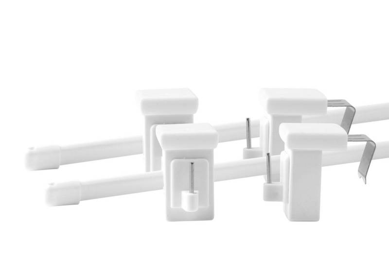 Deco-Raum Vitragenstange mit drehbaren Klemmträgern, Ø 10 mm, 1-läufig, ausziehbar, geklemmt, kein Bohren, Metall-Kunststoff, Komplett-Set von Deco-Raum