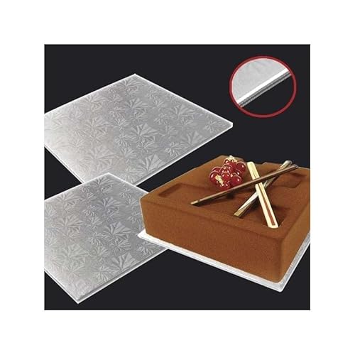 Déco Relief - Set mit 2 quadratischen Kuchenplatten, silberfarben, 25 x 25 cm, aus Karton, professionelles Backmaterial von Déco Relief