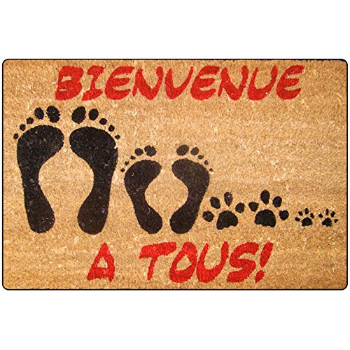 douceur d'Intérieur Tapis Deco Fußmatte Coco Bienvenue 40 x 60 cm, Vinyl, Mehrfarbig von Douceur d'Intérieur