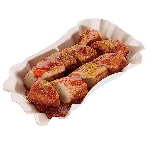 Currywurst mit Sauce weiß geschnitten Lebensmittel-Attrappe 14 x 9 cm Deko Currywurst Künstliche Currywurst naturgetreue Currywurst von Deco Woerner