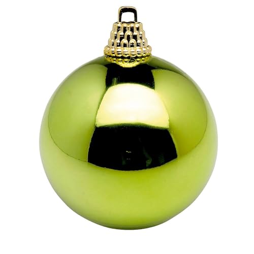 Deco Woerner Glänzende, hellgrüne Weihnachtskugeln aus Plastik, 8 cm Ø - 12 Stück von Deco Woerner