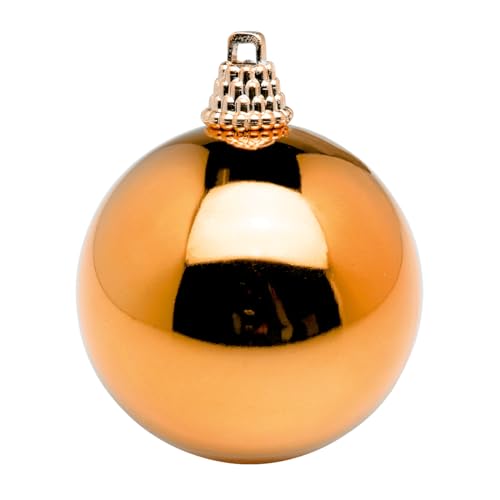 Deco Woerner Glänzende, kupferne Weihnachtskugeln aus Plastik, 10 cm Ø - 6 Stück von Deco Woerner