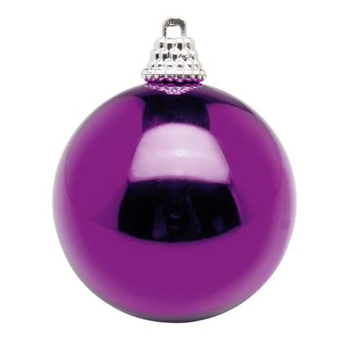 Deco Woerner Glänzende, lila Weihnachtskugeln aus Plastik, 10 cm Ø - 6 Stück von Deco Woerner