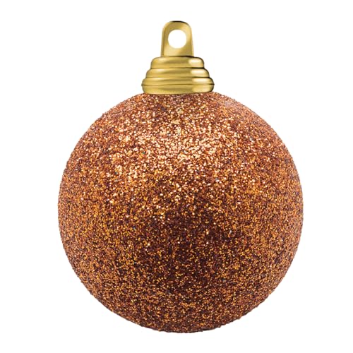 Deco Woerner Glitzer-Weihnachtskugeln in Kupfer aus Kunststoff, 8 cm Ø - 6 Stück von Deco Woerner