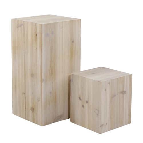 Deco Woerner Holz-Säule Warenpräsenter Quader 2erSet naturfarben 20x20x30cm & 17x17x20cm von Deco Woerner