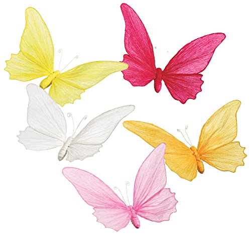 Deco Woerner Künstliche Schmetterlinge 5Stück 26 x 18 cm bunt Wanddeko Fake Schmetterling Hängedeko Frühlingsdeko von Deco Woerner