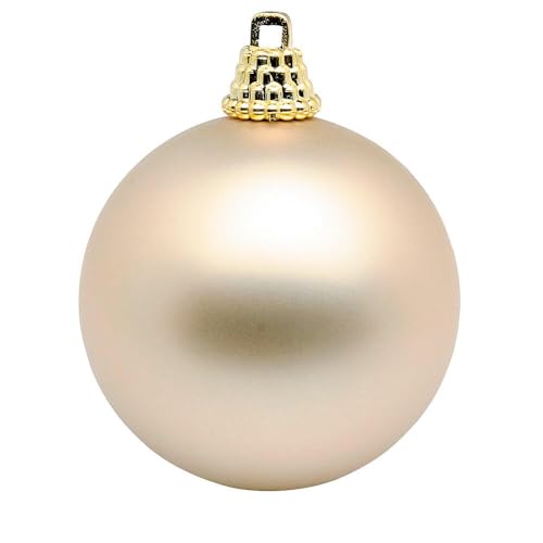 Deco Woerner Matte, Champagner Weihnachtskugeln aus Plastik, 10 cm Ø - 6 Stück von Deco Woerner
