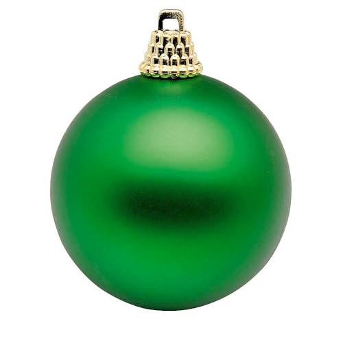Deco Woerner Matte, grüne Weihnachtskugeln aus Plastik, 8 cm Ø - 12 Stück von Deco Woerner