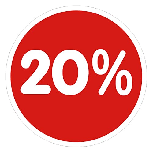 Deco Woerner Rabatt-Hinweis Saleaktion Reduzierung Fenster-Ankleber rund 20% 33 cm Ø rot von Deco Woerner