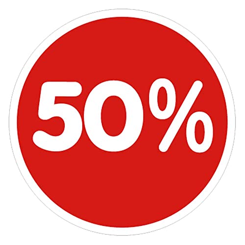 Deco Woerner Rabatt-Hinweis Saleaktion Sale Reduzierung Fenster-Ankleber rund 50% 33 cm Ø von Deco Woerner