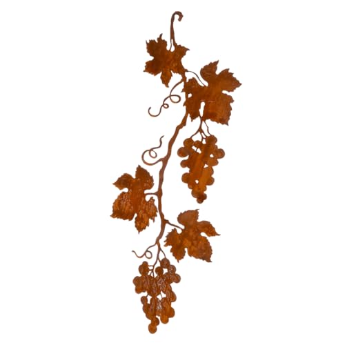 Deco Woerner Weinreben Silhouette mit Edelrost Patina 58 cm Gartendeko Vintage-Aufsteller Winterdekoration Herbstdekoration von Deco Woerner