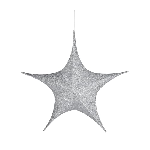 Deko Faltstern aus Polyester mit Reißverschluss Silber, 40 cm von Deco Woerner
