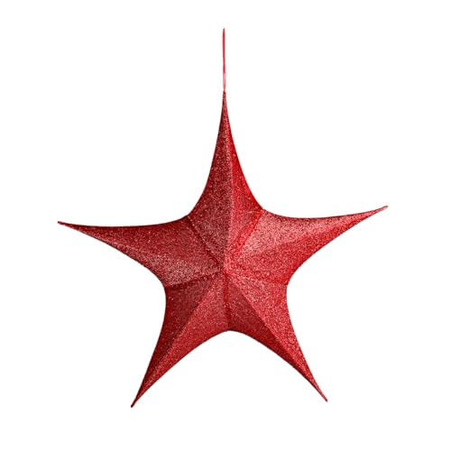 Deko Faltstern aus Polyester mit Reißverschluss rot, 80 cm von Deco Woerner