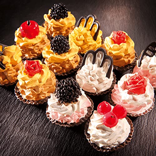 Deko Petite Four Mini Cupcake-Set Kleingebäck Lebensmittel-Attrappe, Imitat, Fake 12 Stück von Deco Woerner