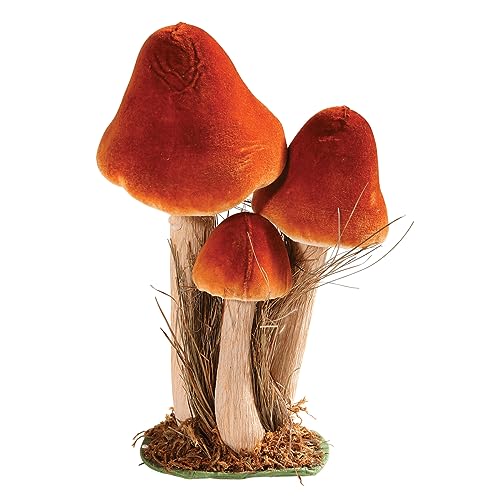 Deko-Pilz-Aufsteller 3 Stück auf einen Sockel fixiert 27 cm hoch orange braun Dekopilze Pilz-Attrappe Deko Herbstdeko von Deco Woerner