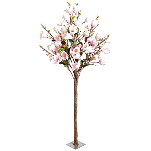 Dekorativer Magnolien-Baum rosa 180cm hoch mit Kunststoff-Stamm in Holzoptik von Deco Woerner