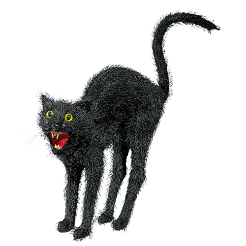 Fauchende Deko Katze 32 cm schwarz Hexenkatze Deko-Tier künstliche Katze Halloweendeko stehend Dekoration von Deco Woerner