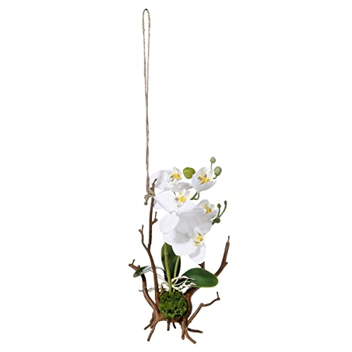 Hängende Kunst-Orchidee 32 cm weiß auf künstlichem Holzstamm Deko-Orchidee von Deco Woerner