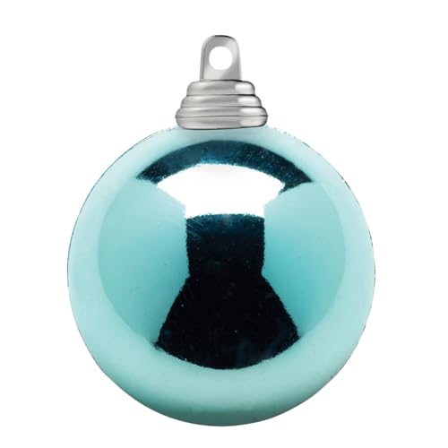 Hellblaue, glänzende Weihnachtskugeln aus schwer entflammbarem Kunststoff, 10 cm Ø - 6 Stück von Deco Woerner