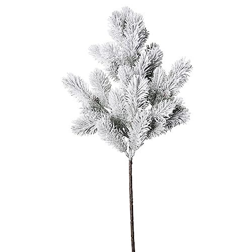 Künstlicher Weihnachtszweig Tannenzweig Dekoast Dekozweig mit Zapfen 65cm weiß von Deco Woerner